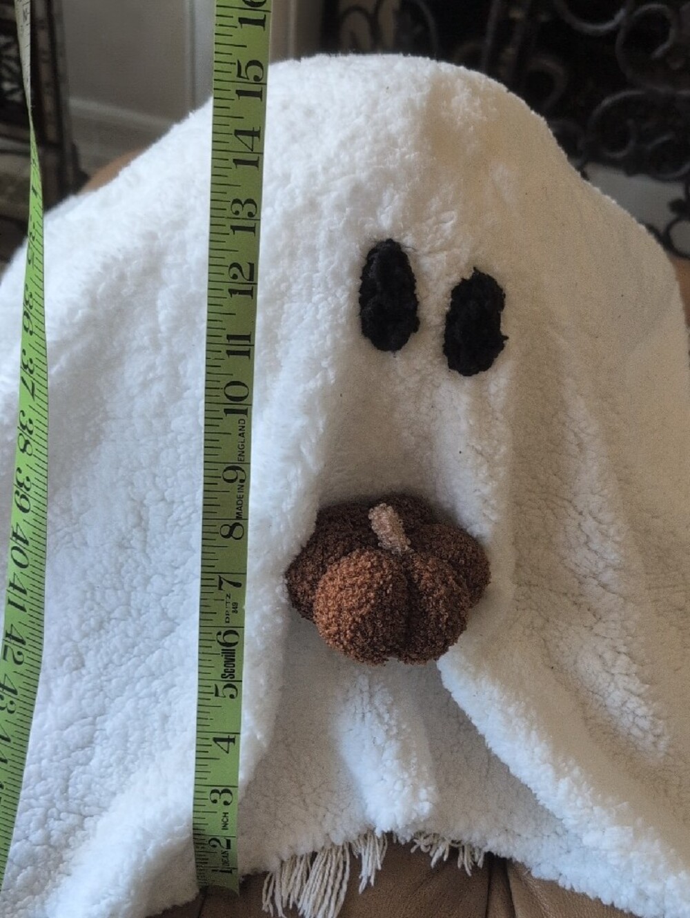 Cozy White Ghost Accent Pillow with Brown Pumpkin - Picture 5 of 5